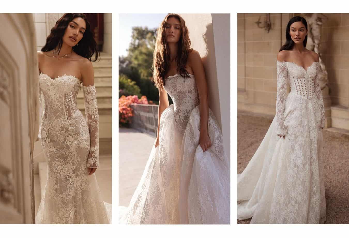 Trouwjurken met chantilly lace frans kant, trouwjurk trend van 2027