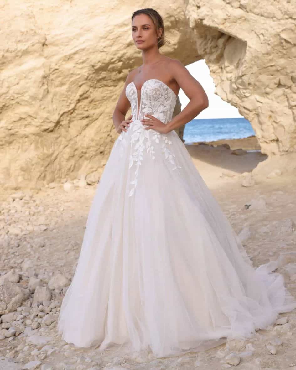 Goedkope A-lijn prinsessen trouwjurk met strapless top