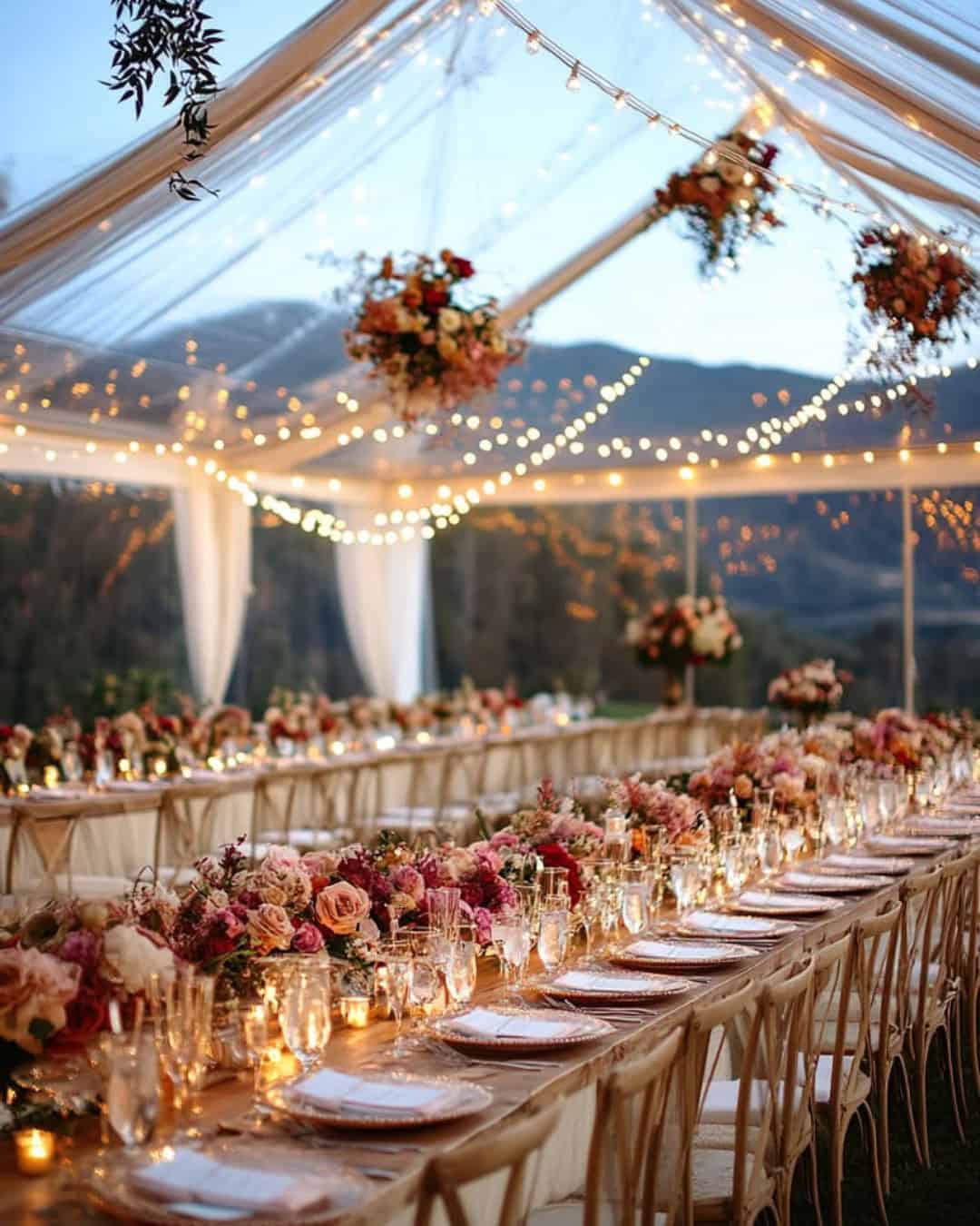 Bruiloft inspiratie bold and colorful wedding gekleurde bloemen lichtjes tafel versiering